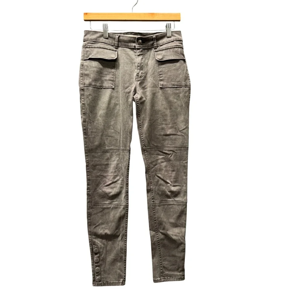 Abercrombie & Fitch Pants Womens 26 (28x28 ACTUAL) Skinny Gray Moto Snap Ankle
